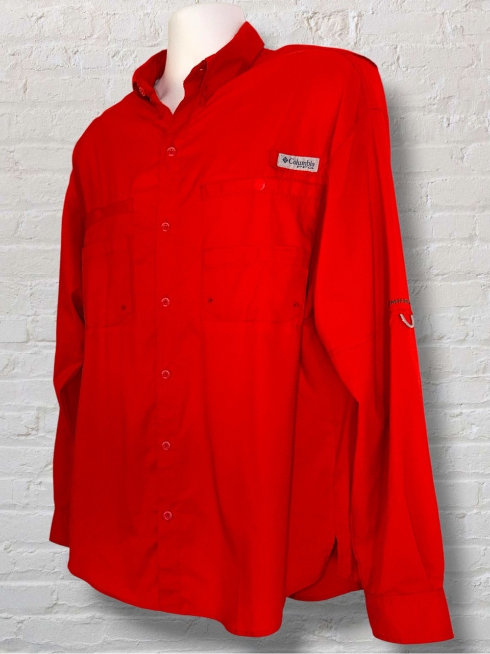 Columbia PFG Omni Shade Fishing Shirt Men’s Large Red Long Sleeve Button Up